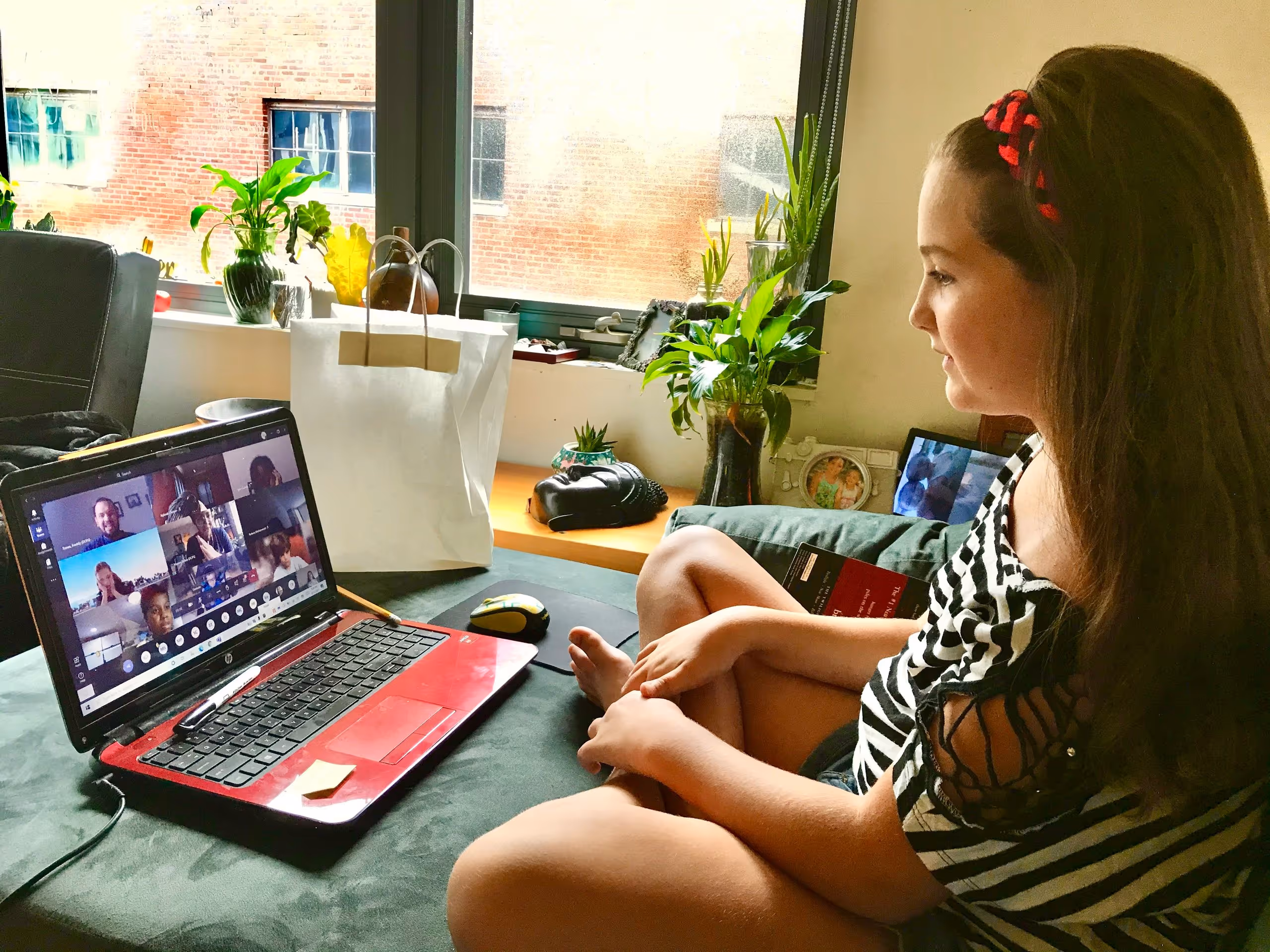 Girl on a computer video call