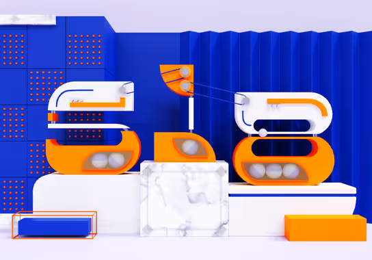 Digital Sculptures — rendered 3D organic sculpture study with visible surface texture and studio lighting.