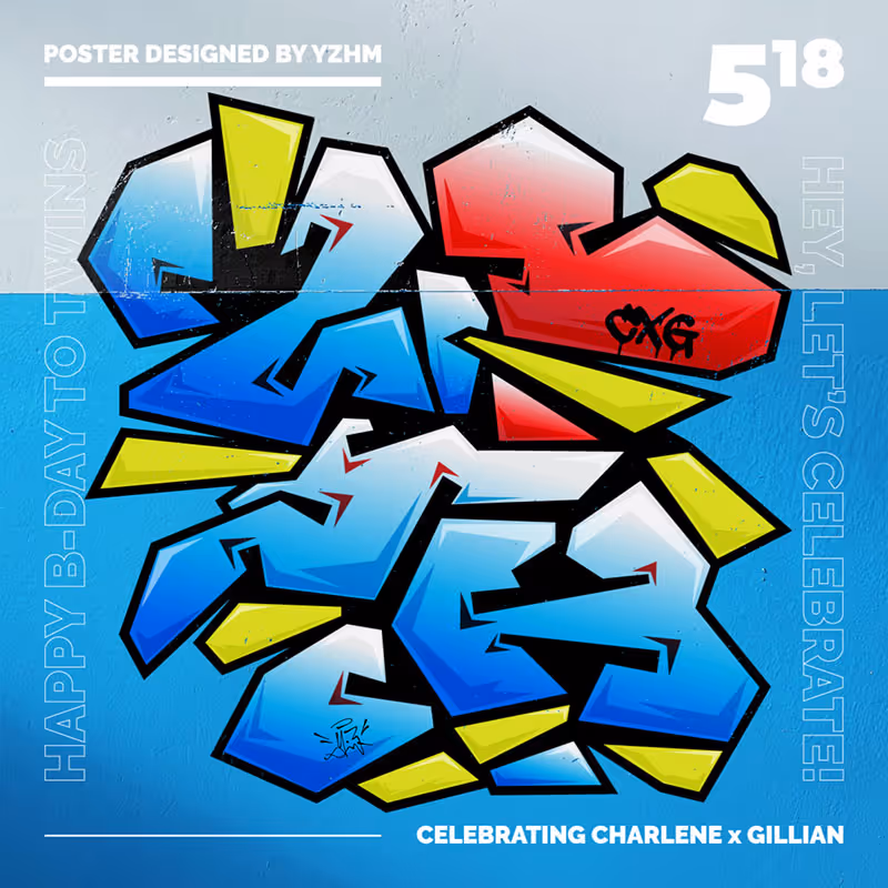 Digital graffiti lettering — bold, layered forms with street-style energy and graphic fills.