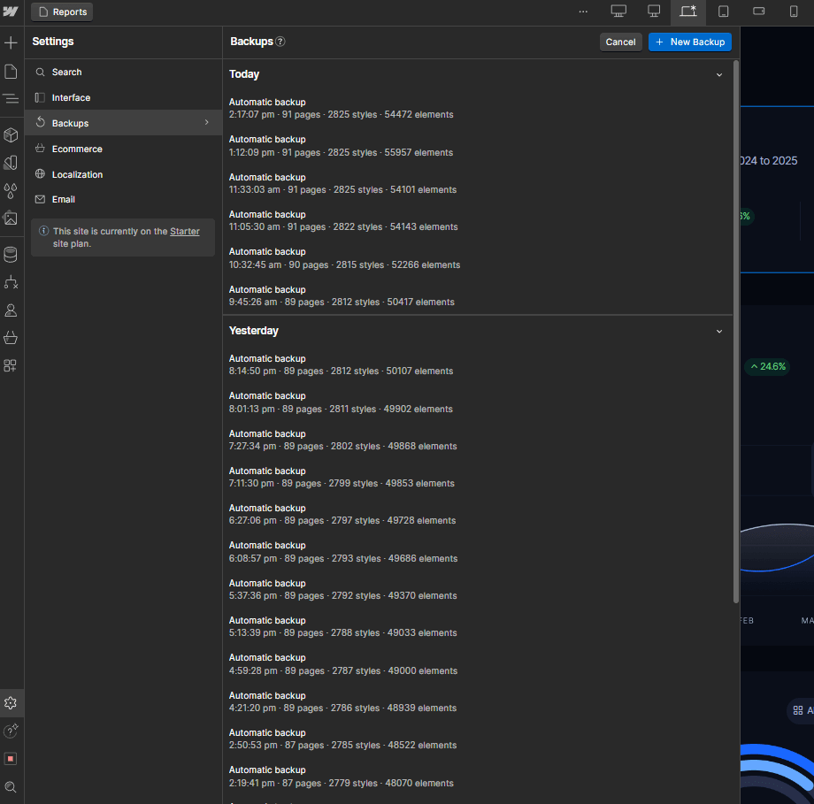 Backups - Dashbrd X Webflow Template