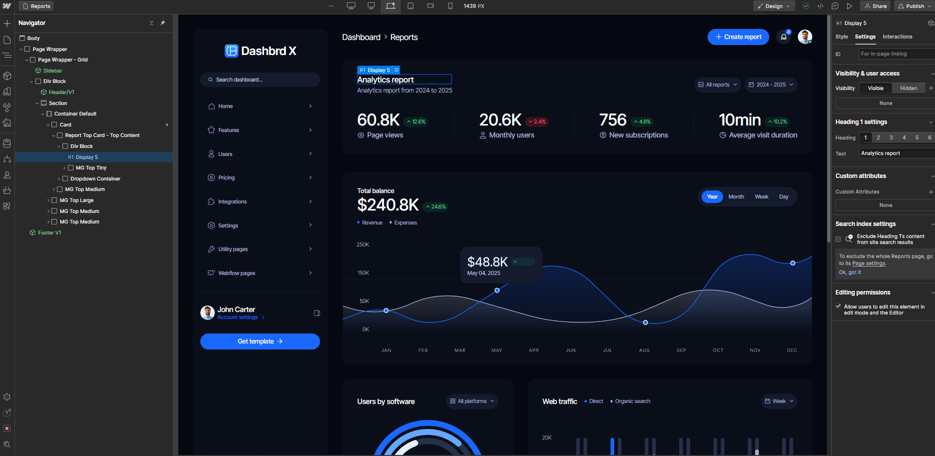 Staitc Content - Dashbrd X Webflow Template