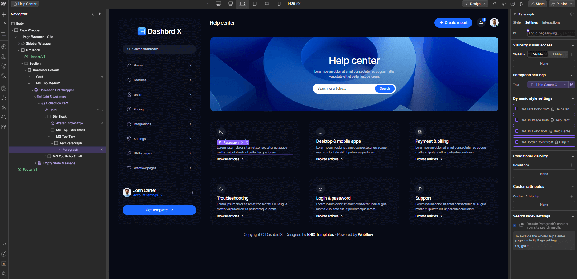 CMS Content - Dashbrd X Webflow Template