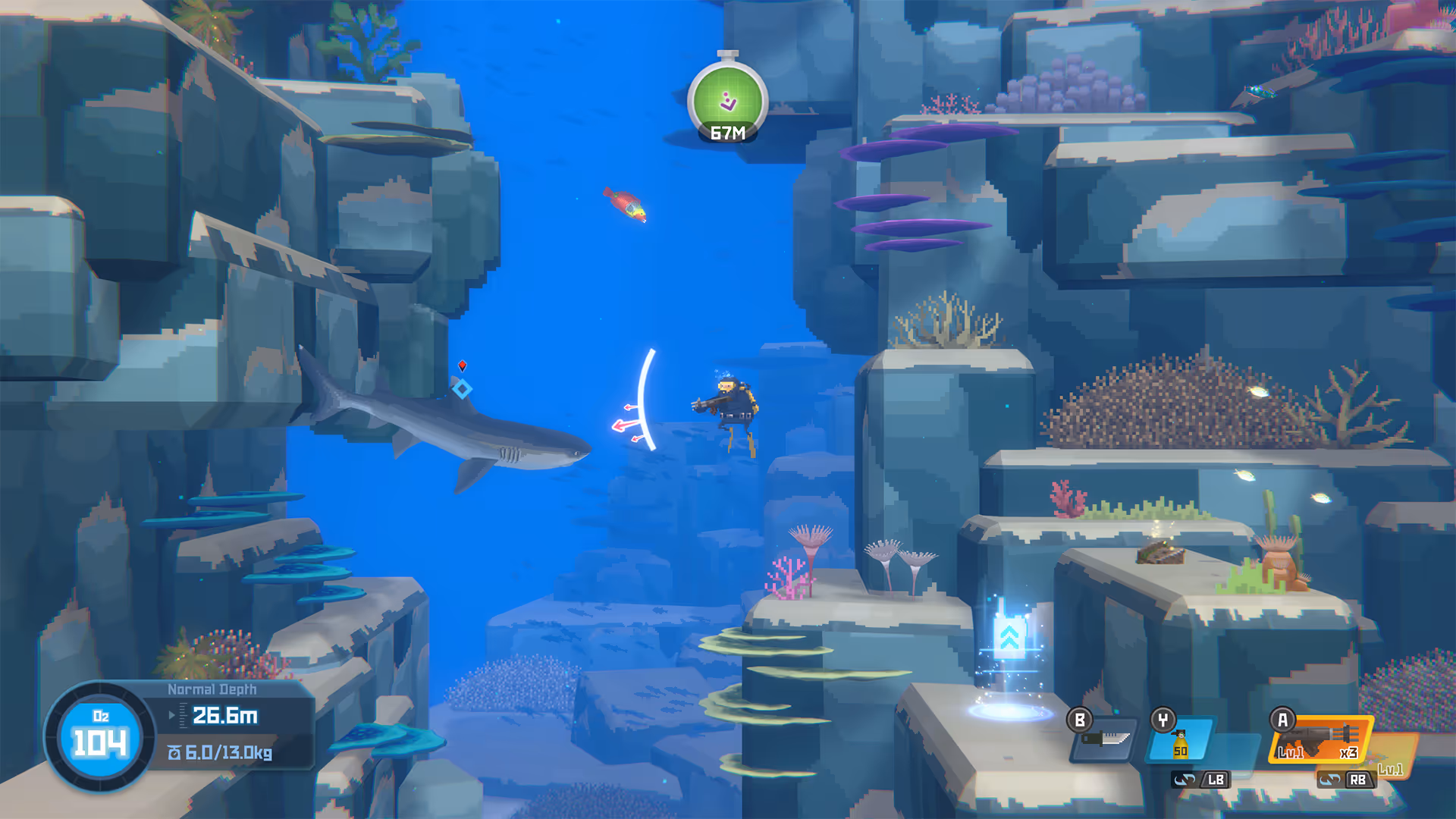 Underwater deep-sea diving gameplay in Dave the Diver.