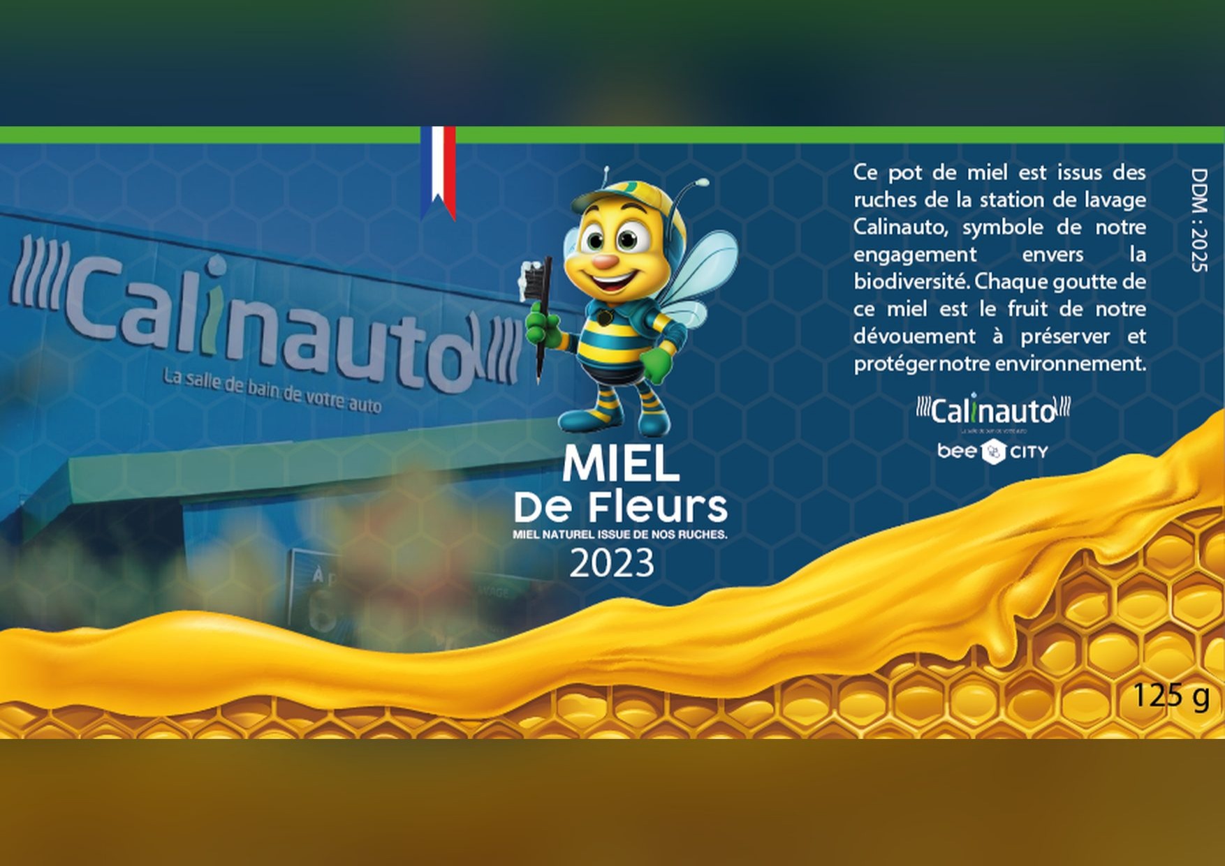 Étiquette du miel de la station de lavage Calinauto