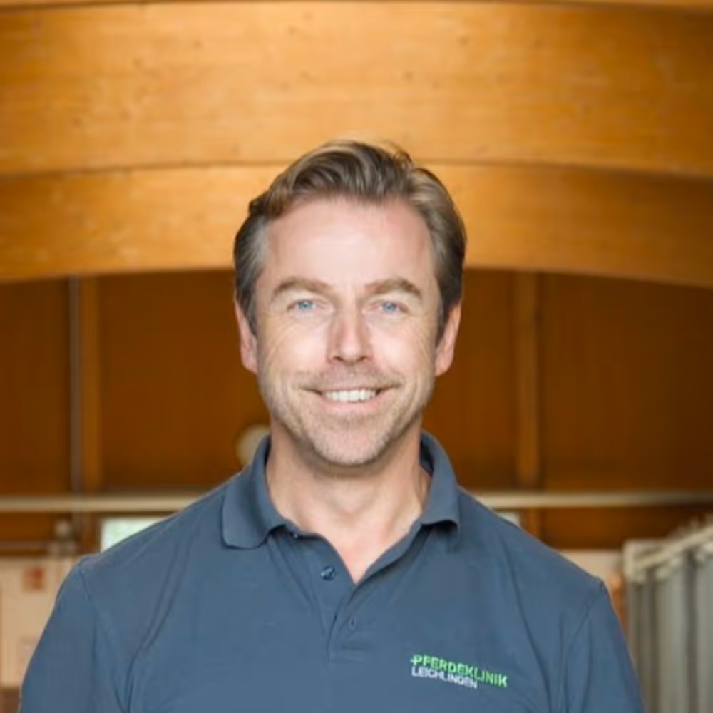 Stefan Cokelaere with light brown hair wearing a dark blue polo shirt with a logo, standing indoors with wooden ceiling in background.