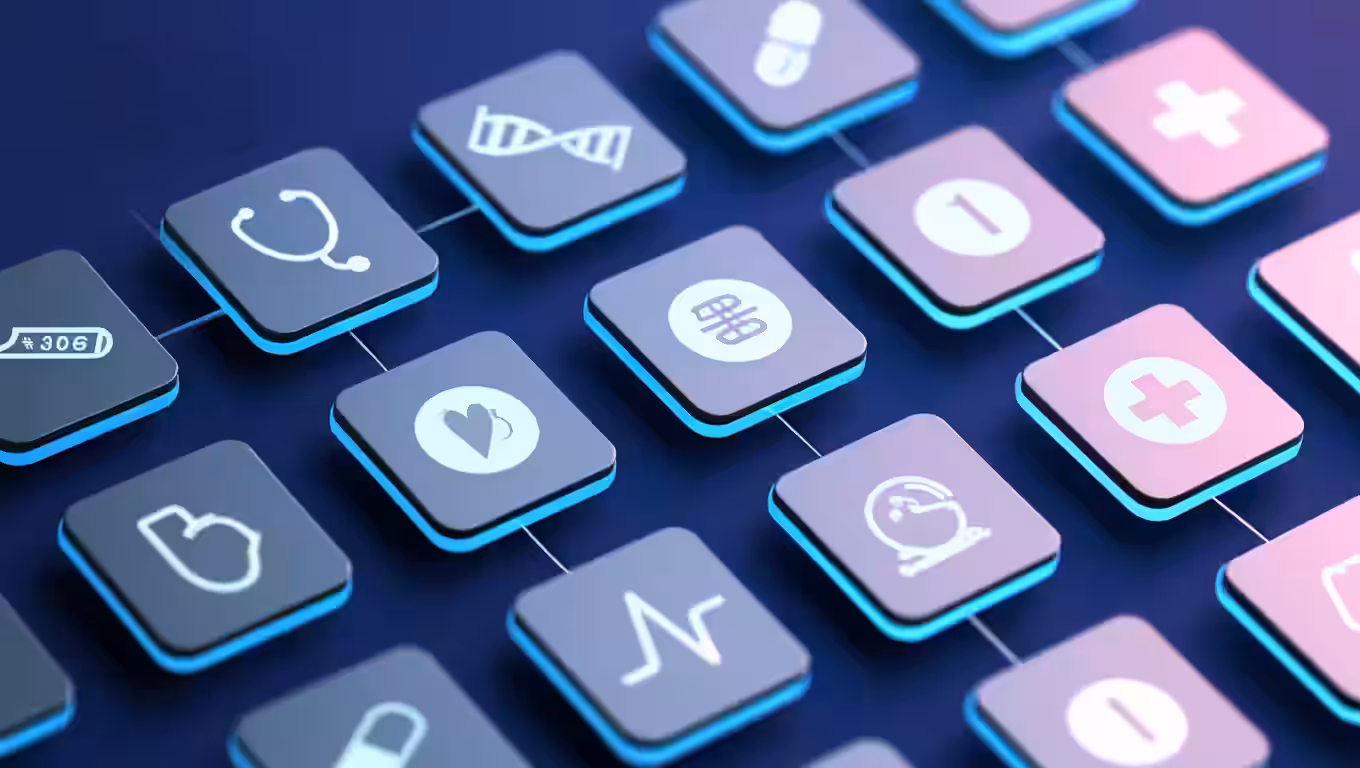 Medical symbols like crosses and hearts on buttons of a large calculator