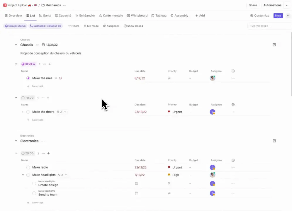 Clickup task statuses