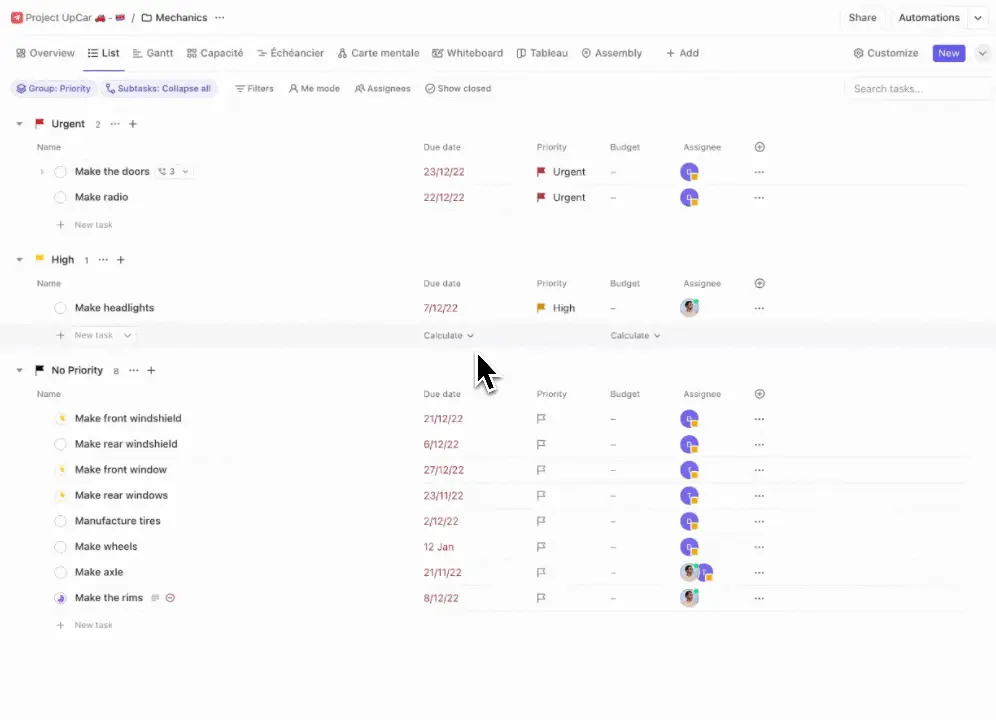 ClickUp task priorities