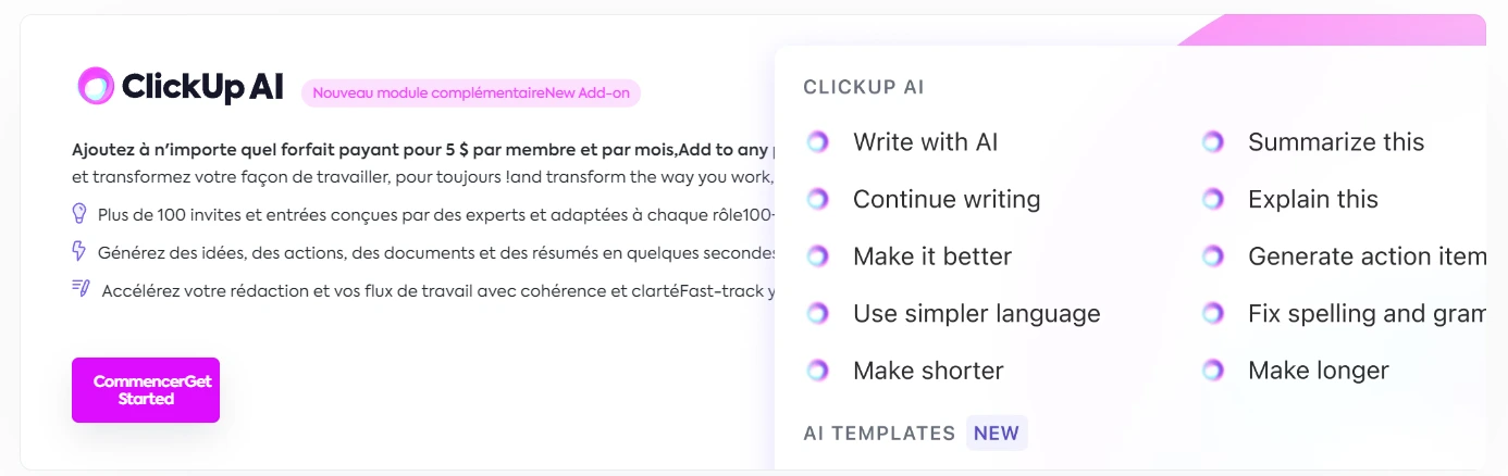 Le complément IA de ClickUp