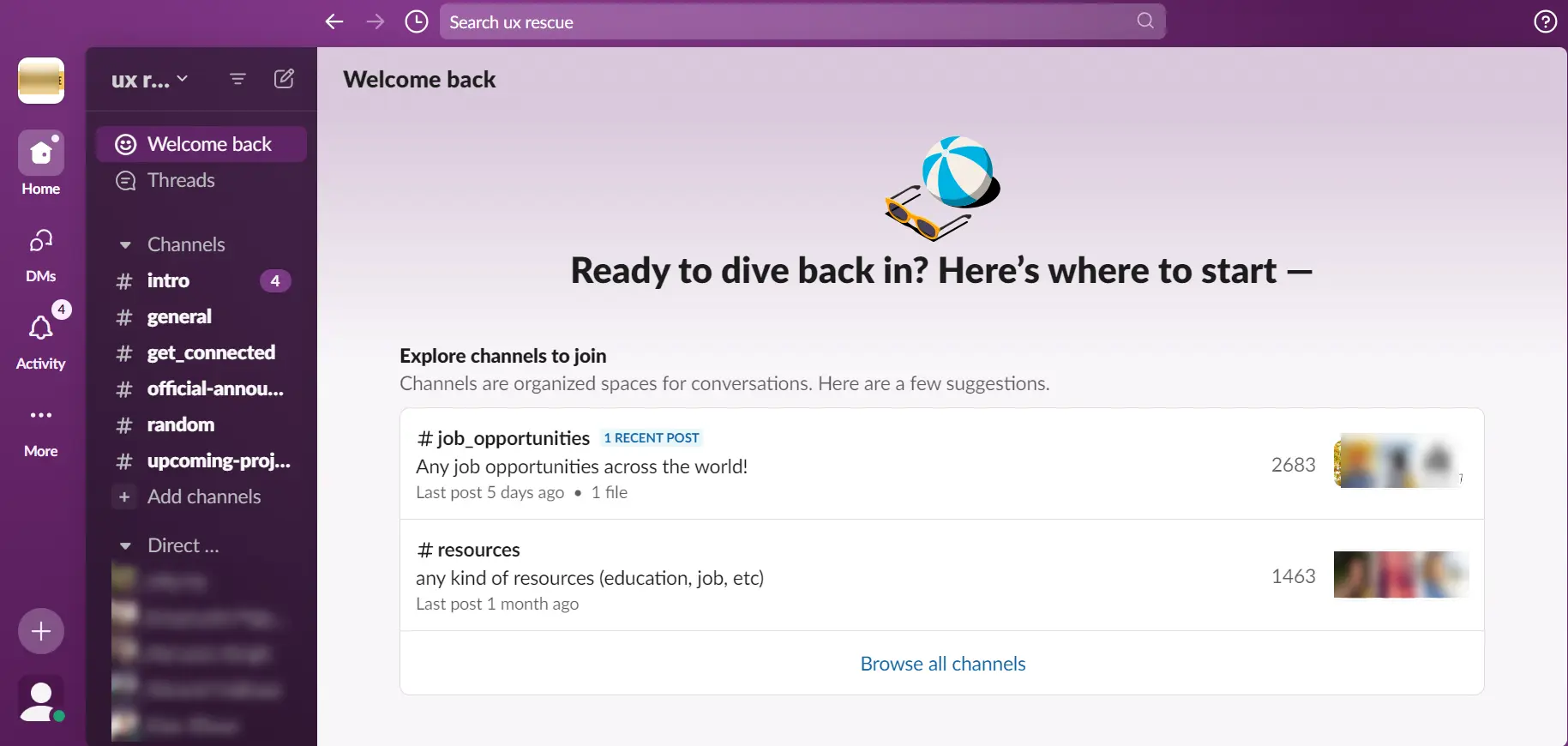 Slack User Interface