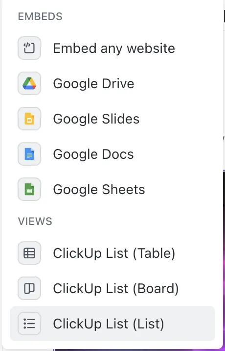 Embed Options
