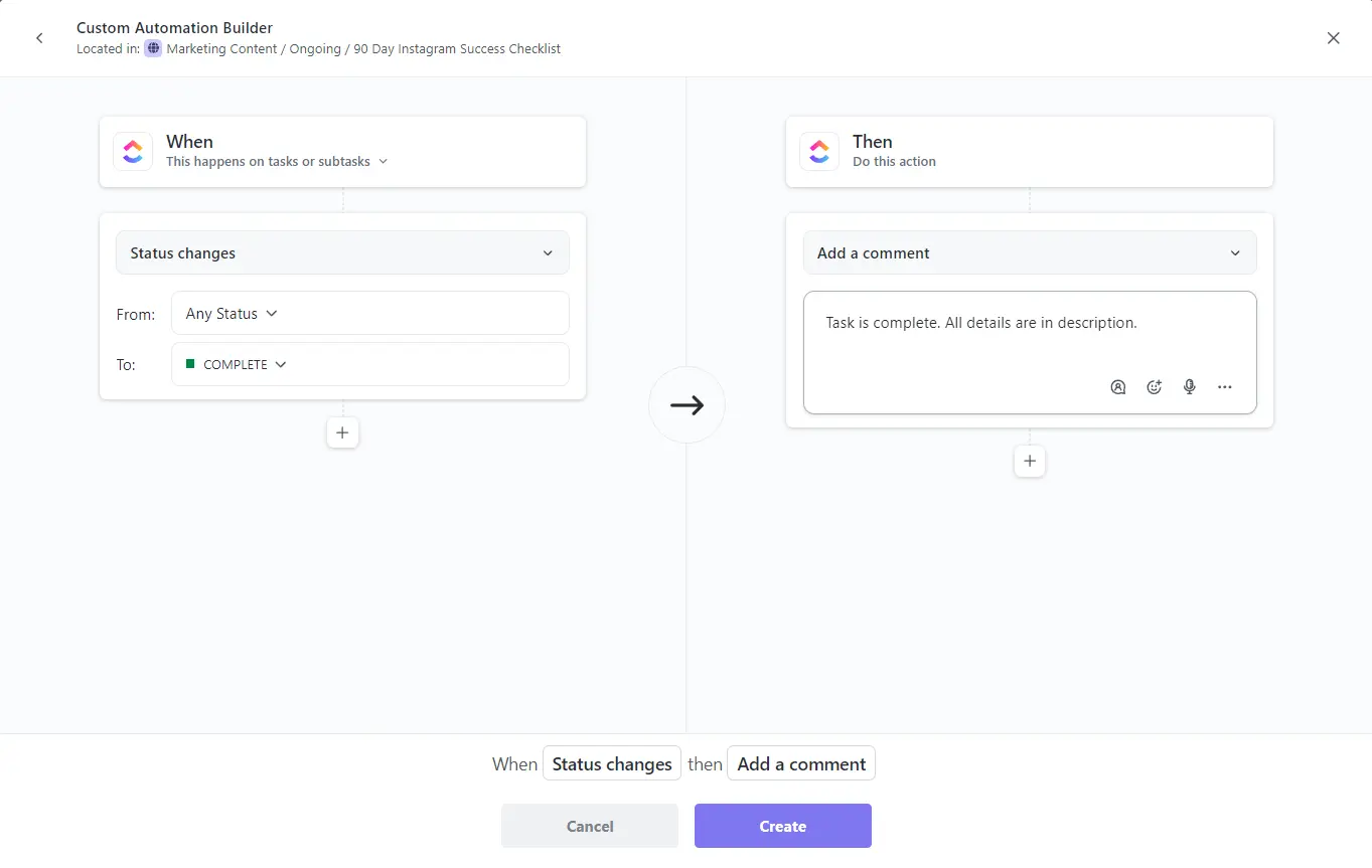 Automation builder in ClickUp
