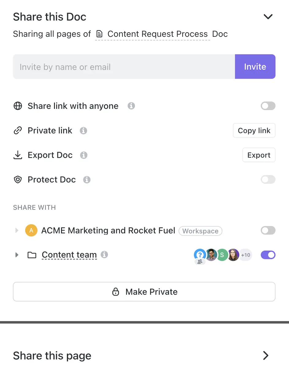 Doc Sharing Options