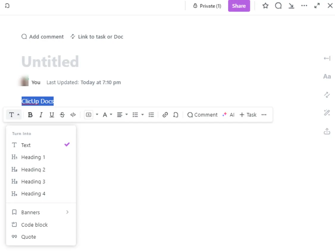 Rich Text Formatting Options