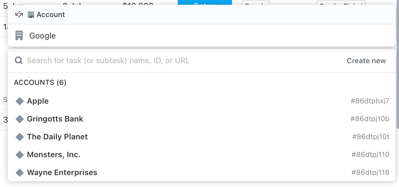 Accounts in ClickUp