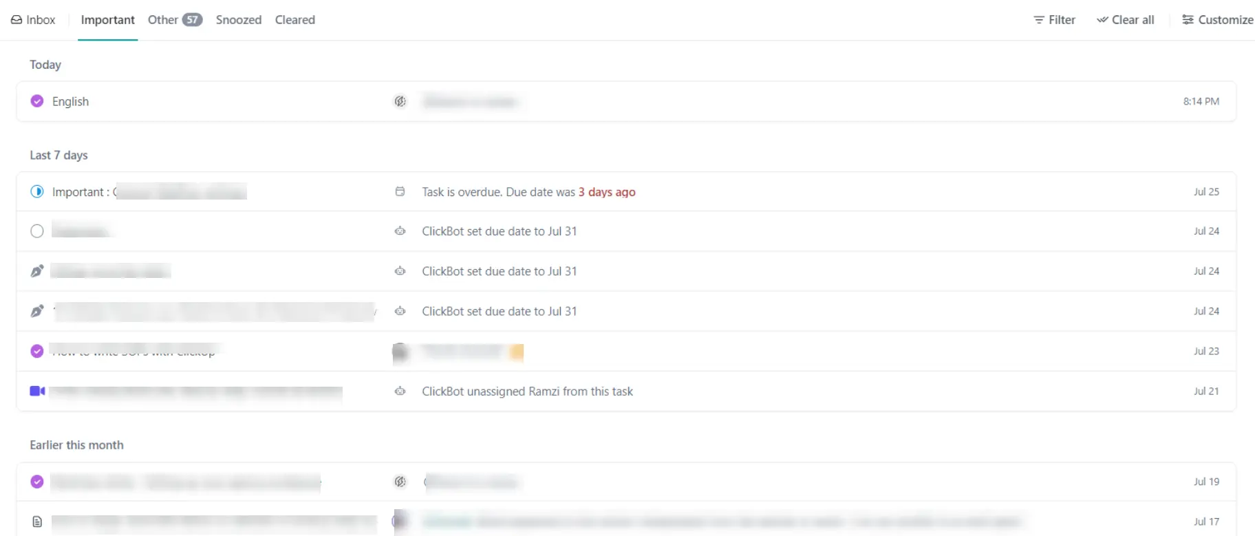 ClickUp Inbox for Notifications