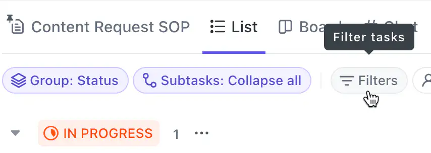 Use filters in ClickUp