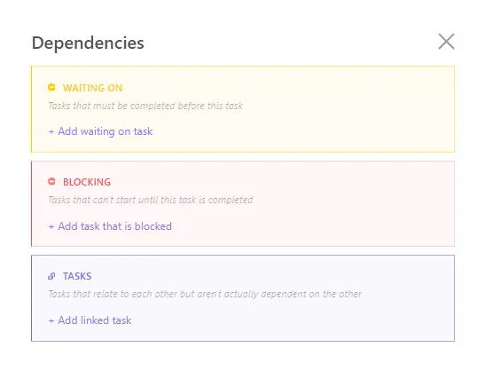 ClickUp Task Dependencies