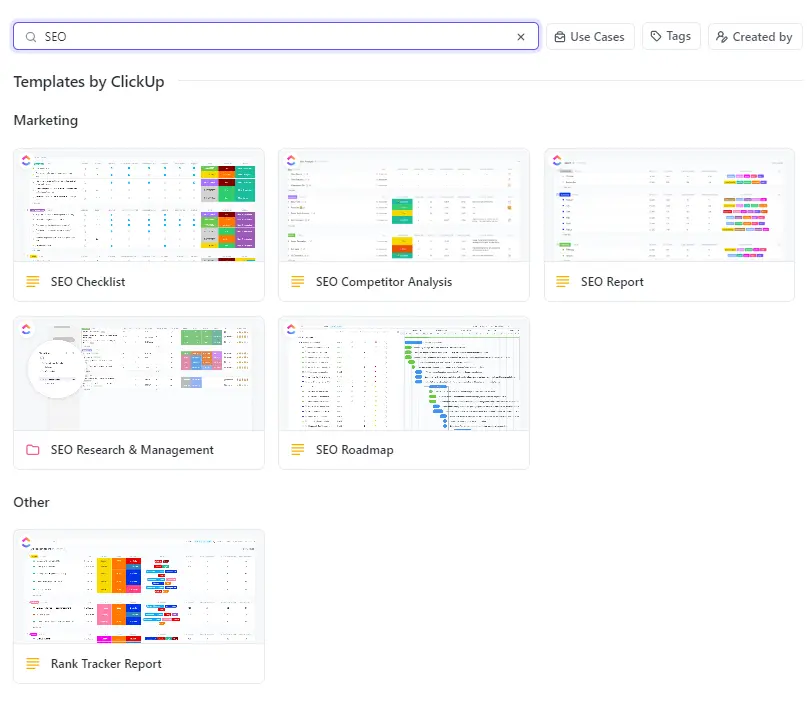 Explore ClickUp SEO Templates
