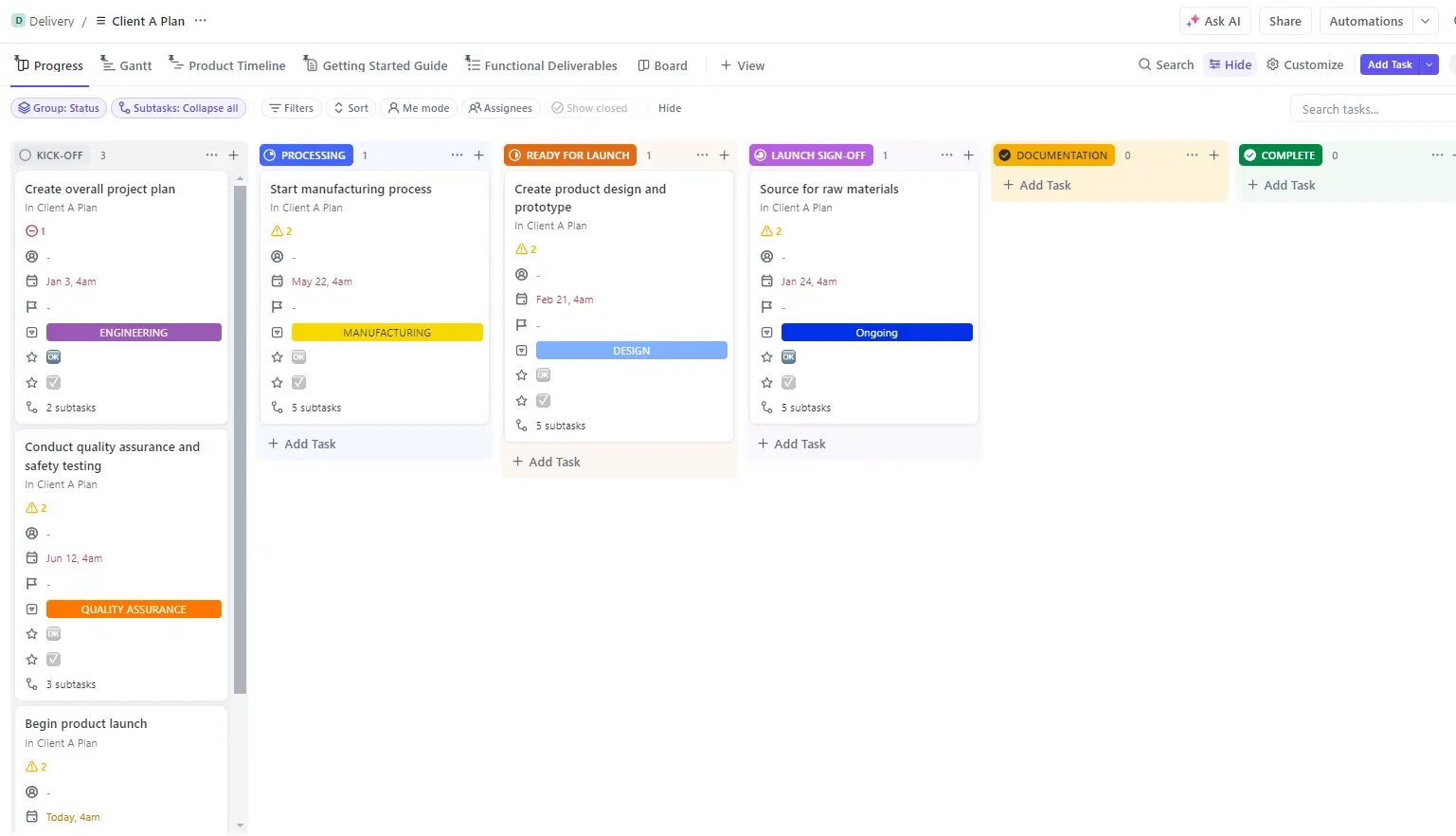 Organize your Delivery Space by Clients