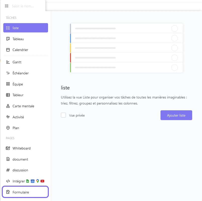 Ajouter une Vue Formulaire sur ClickUp
