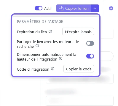 Paramètres de partage de formulaire ClickUp