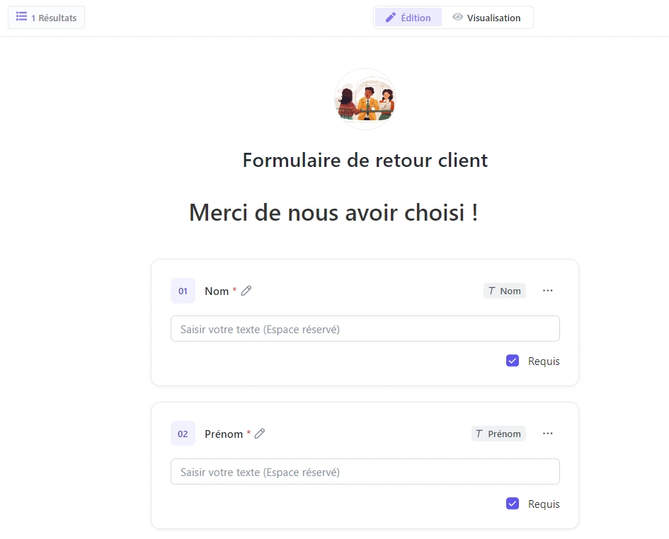 Formulaire de retour client sur ClickUp