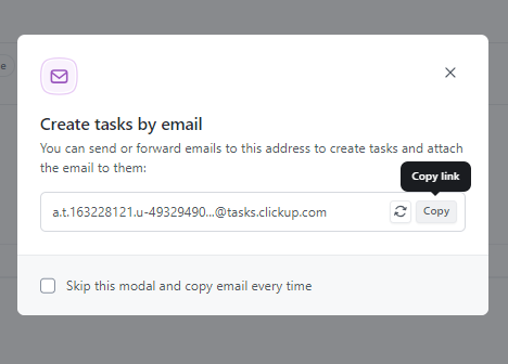 Copy your unique email ID