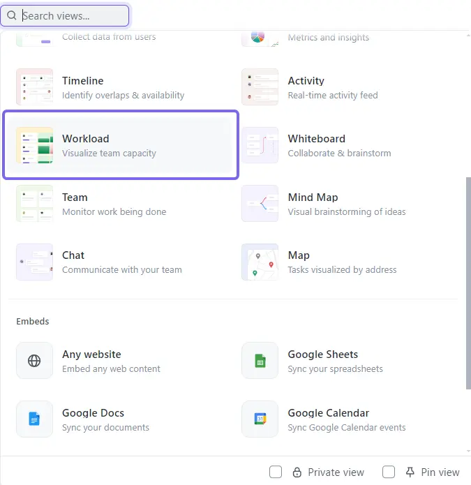 Creating Workload View in ClickUp