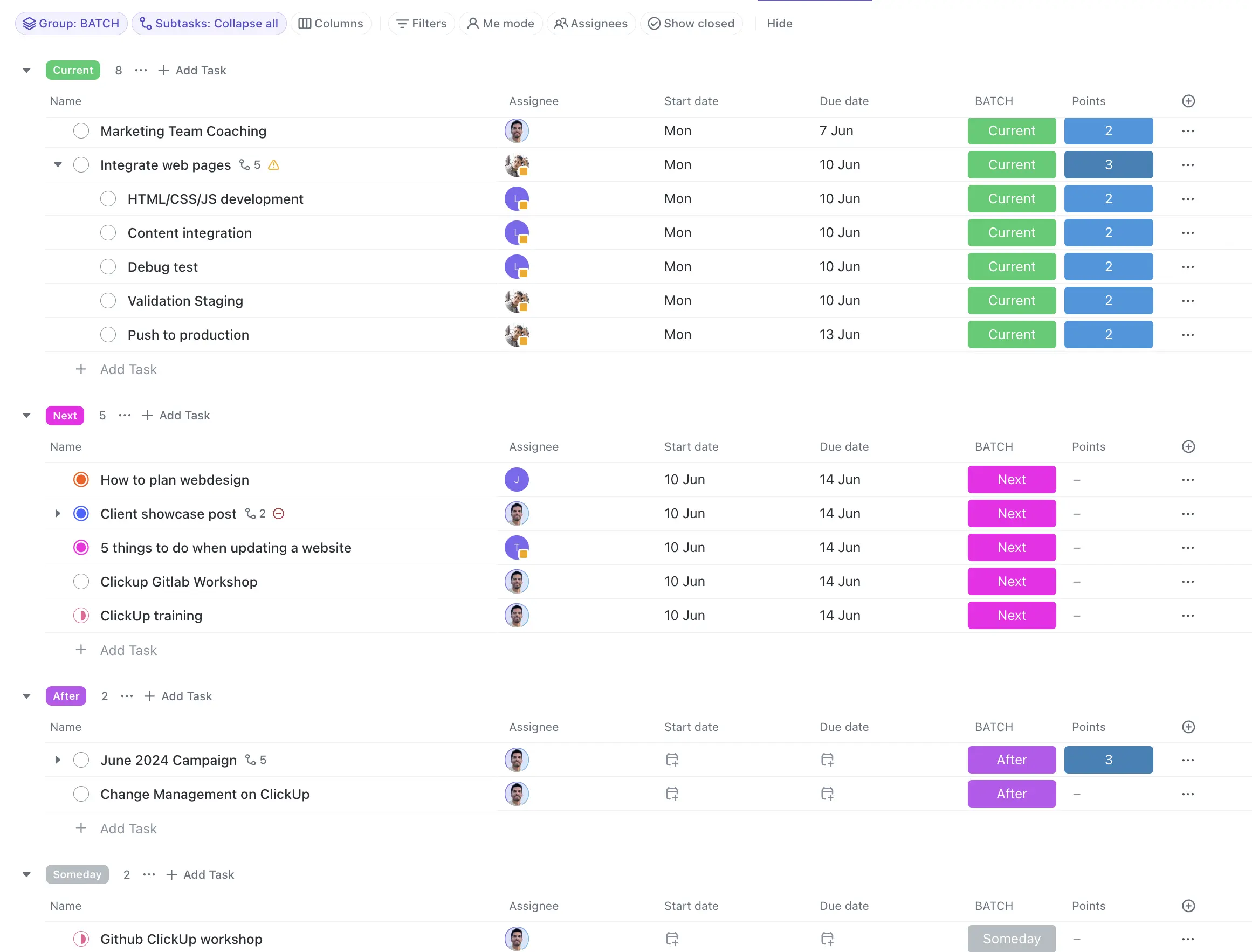 BATCH method overview in ClickUp