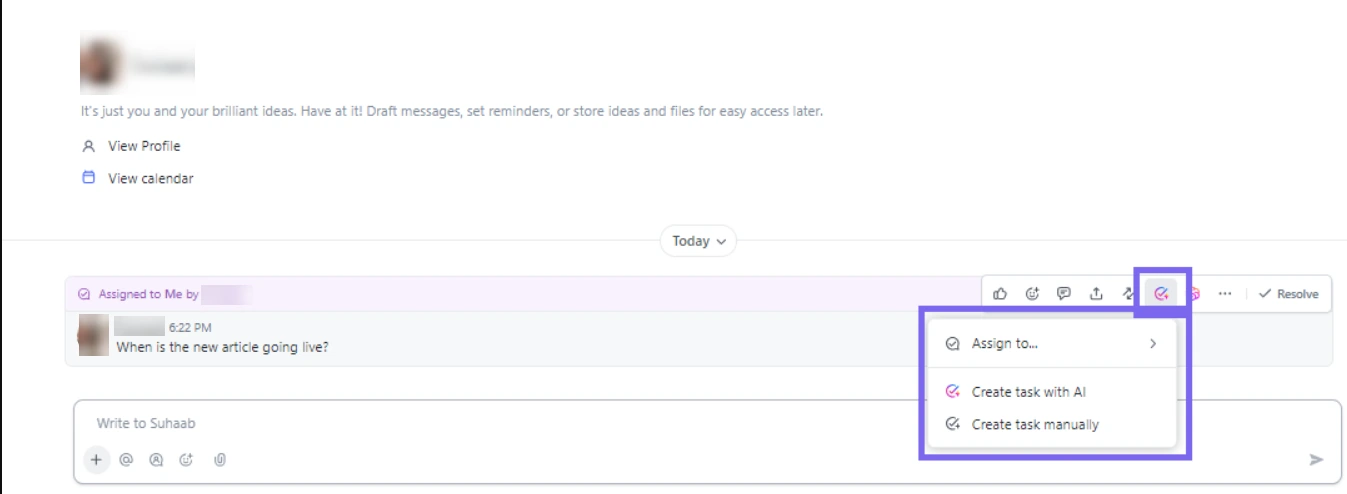 Create and Assign Tasks in Chat