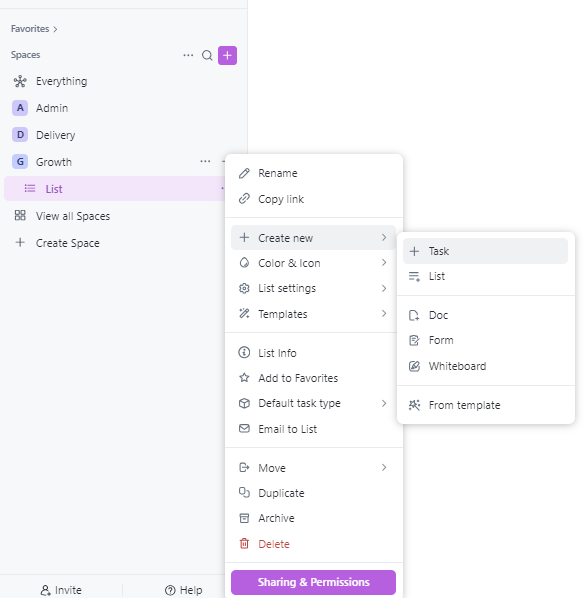 Create tasks directly from the Sidebar 