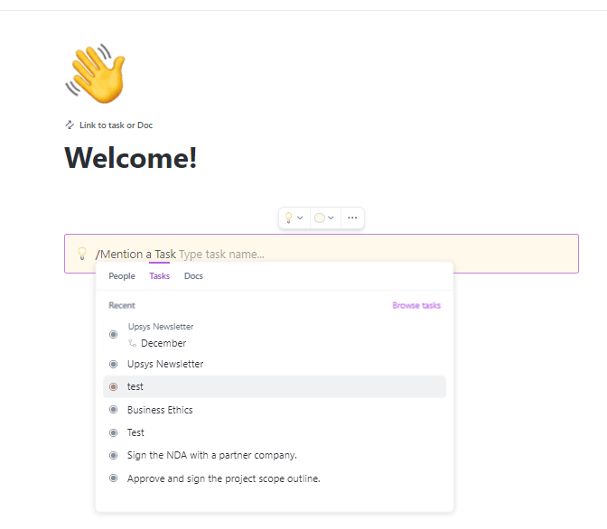 Create tasks from ClickUp Docs