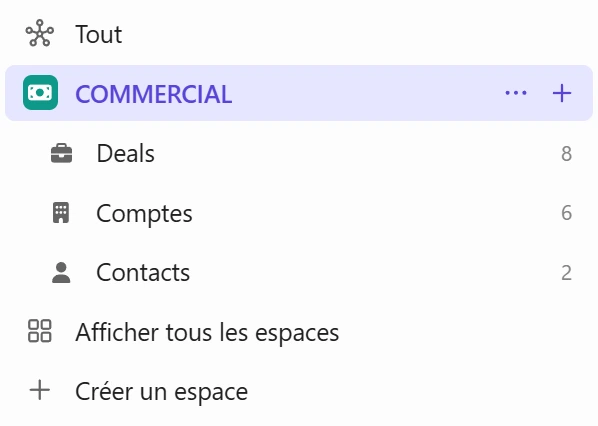 Espace Commercial avec les composantes