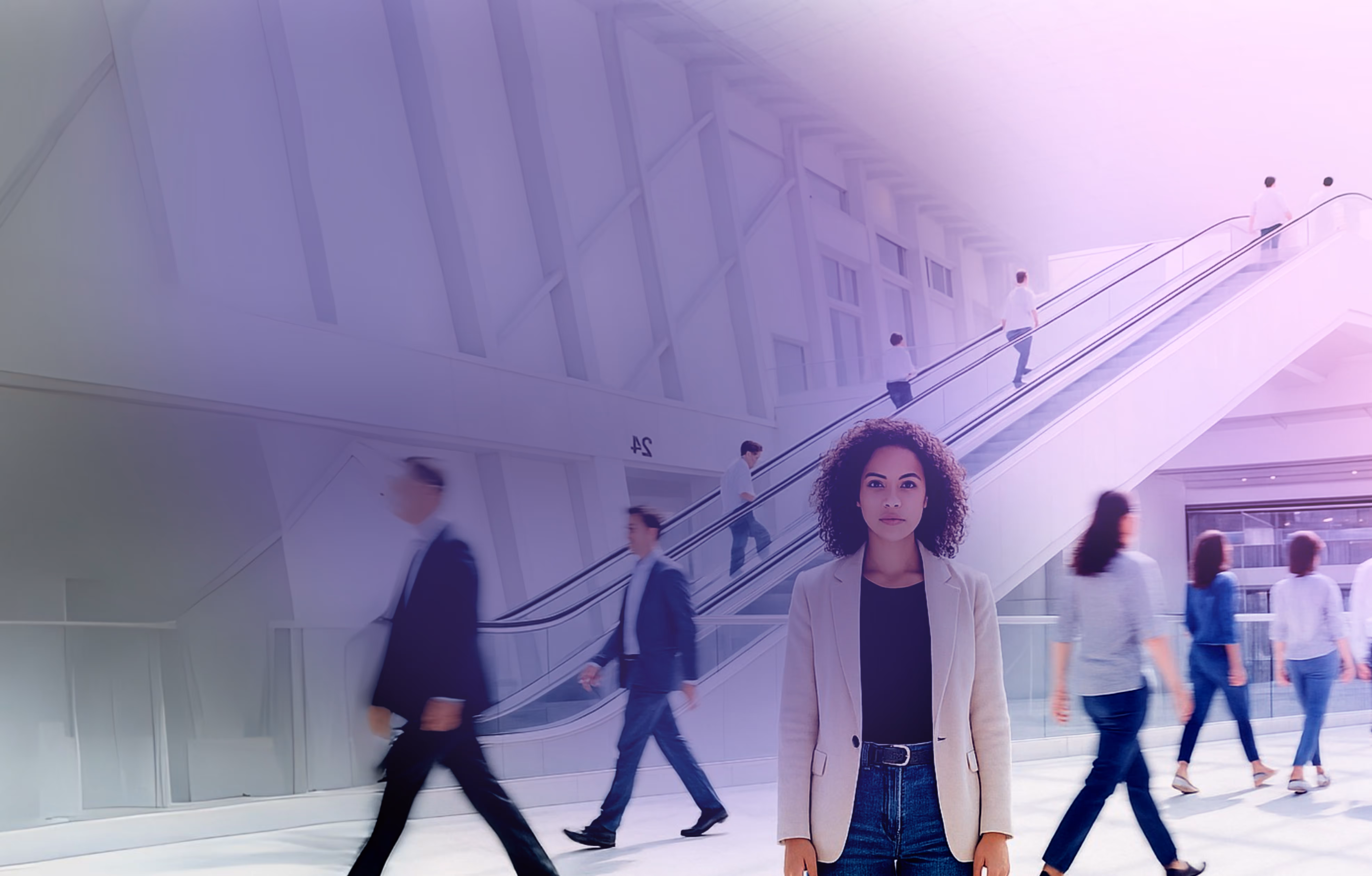 Image of professionals walking confidently in a corporate environment - Sparagus.