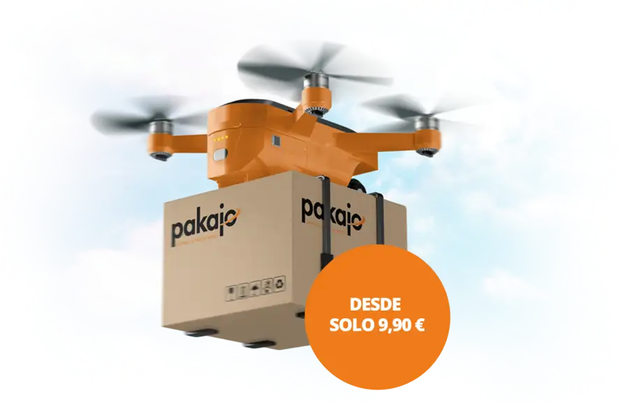 Drone entrega un paquete Pakajo: envío económico de paquetes a EE. UU. desde menos de 10€