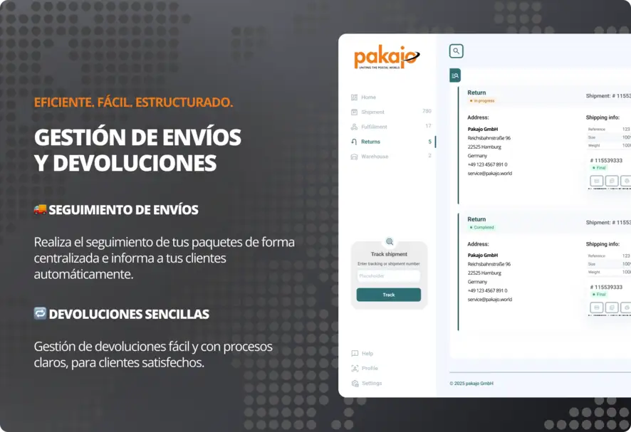 Descripción general del software: gestión de envíos y devoluciones, incluido el seguimiento de envíos para tiendas online