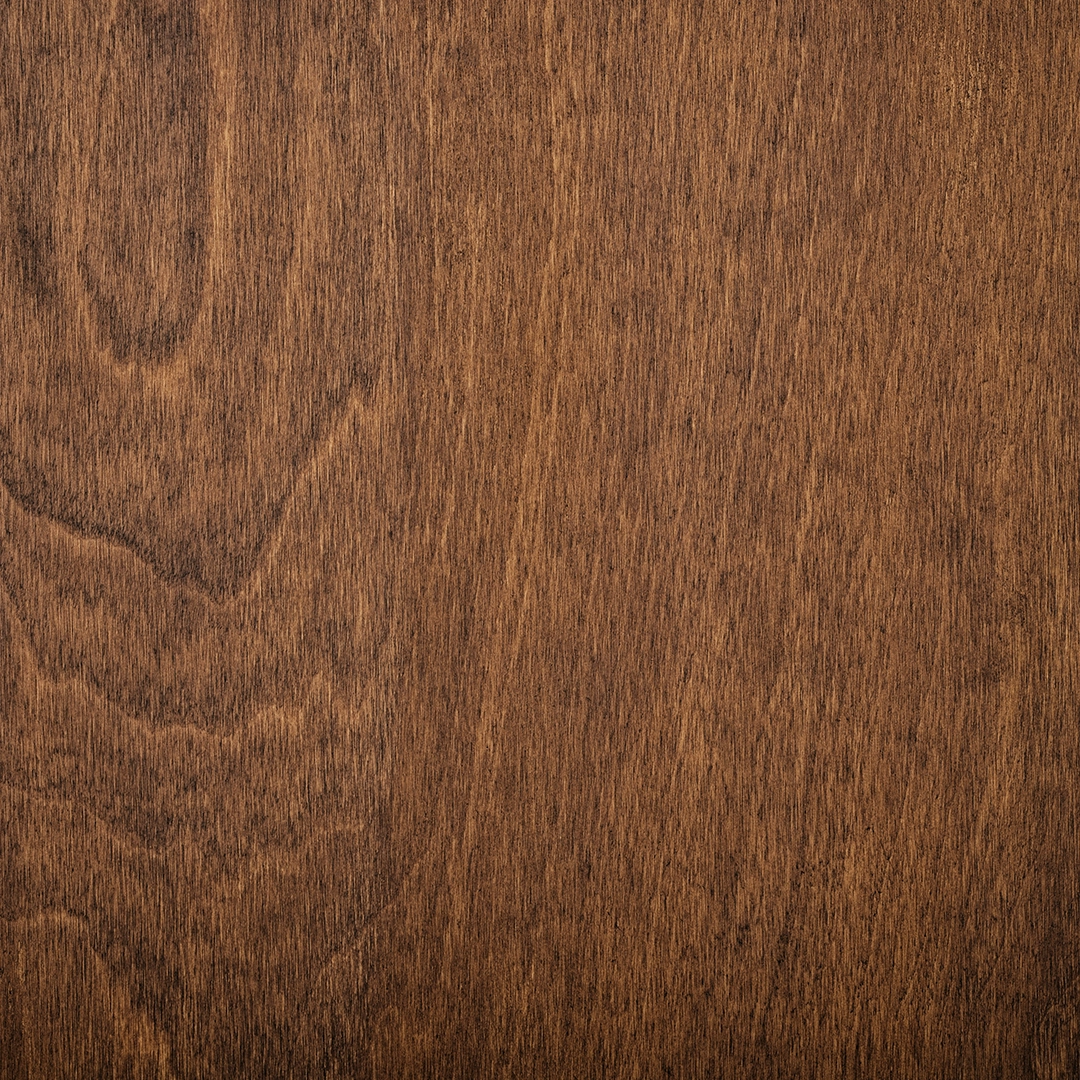 Close-up of a smooth, polished brown wood surface with visible natural grain patterns.