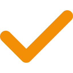 Orange check mark icon on a white background.