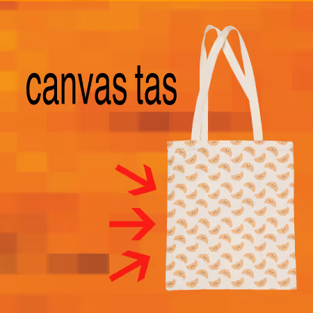 Canvas tas 42x36cm croissants beige