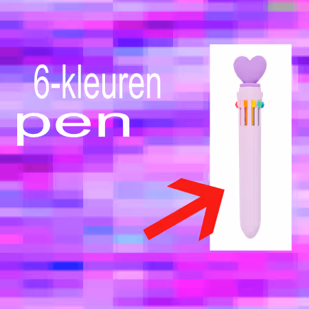 balpen 6-kleuren roze