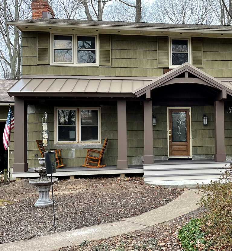 A almond color standing seam metal roof installed in NC.