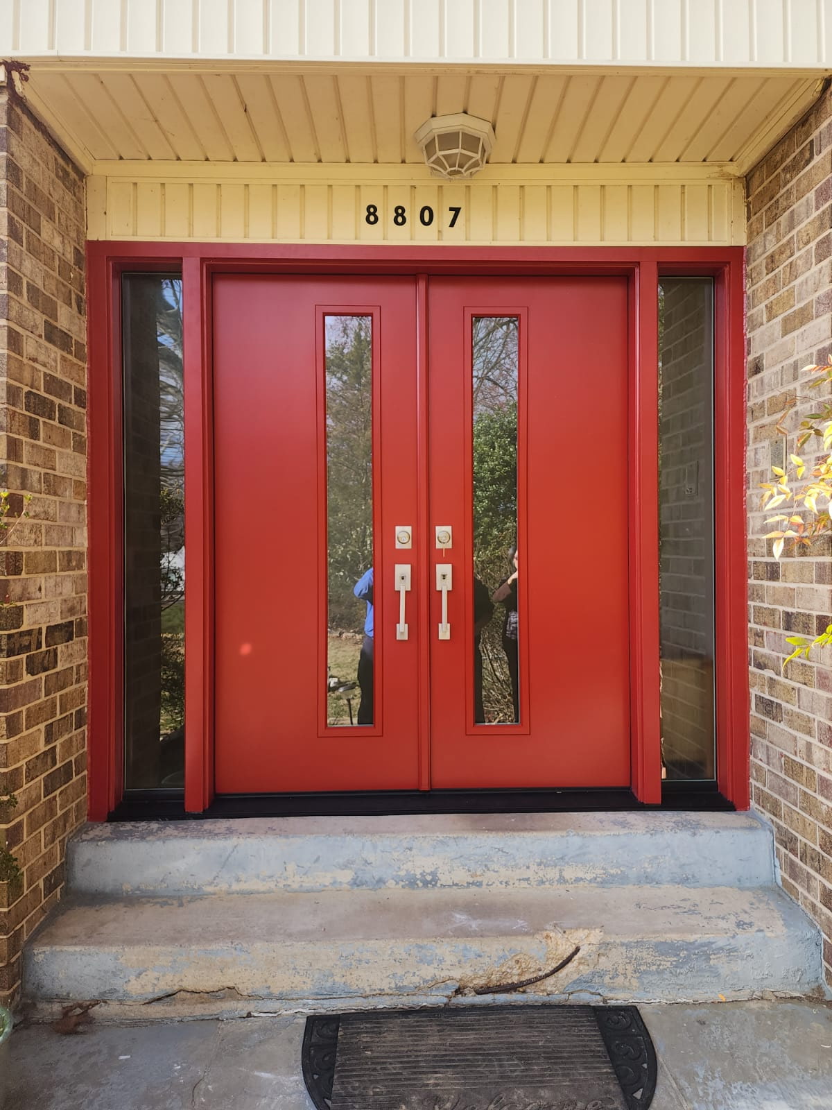 Red Provia Double Door with Sidelites Replacement Wilmington NC