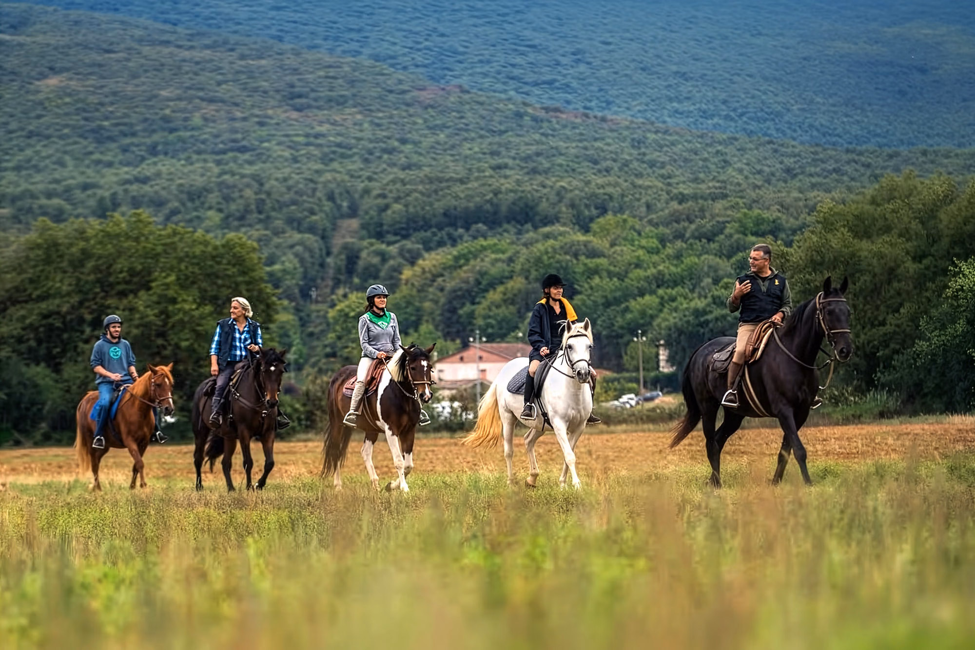 Group of riders in Tuscany Chianti region on a riding holiday
