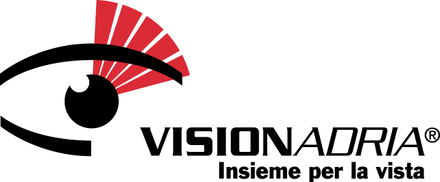 Logo di Vision Adria con un occhio stilizzato in rosso e nero