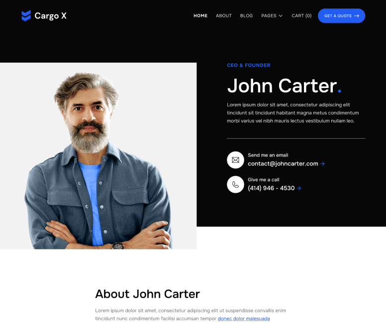 Team Member Page - Cargo X Webflow Template