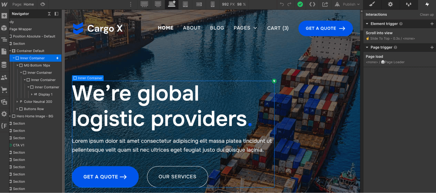 Animations - Cargo X Webflow Template