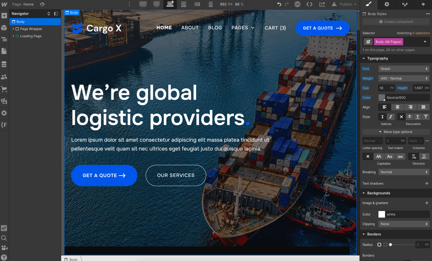 Typography - Cargo X Webflow Template