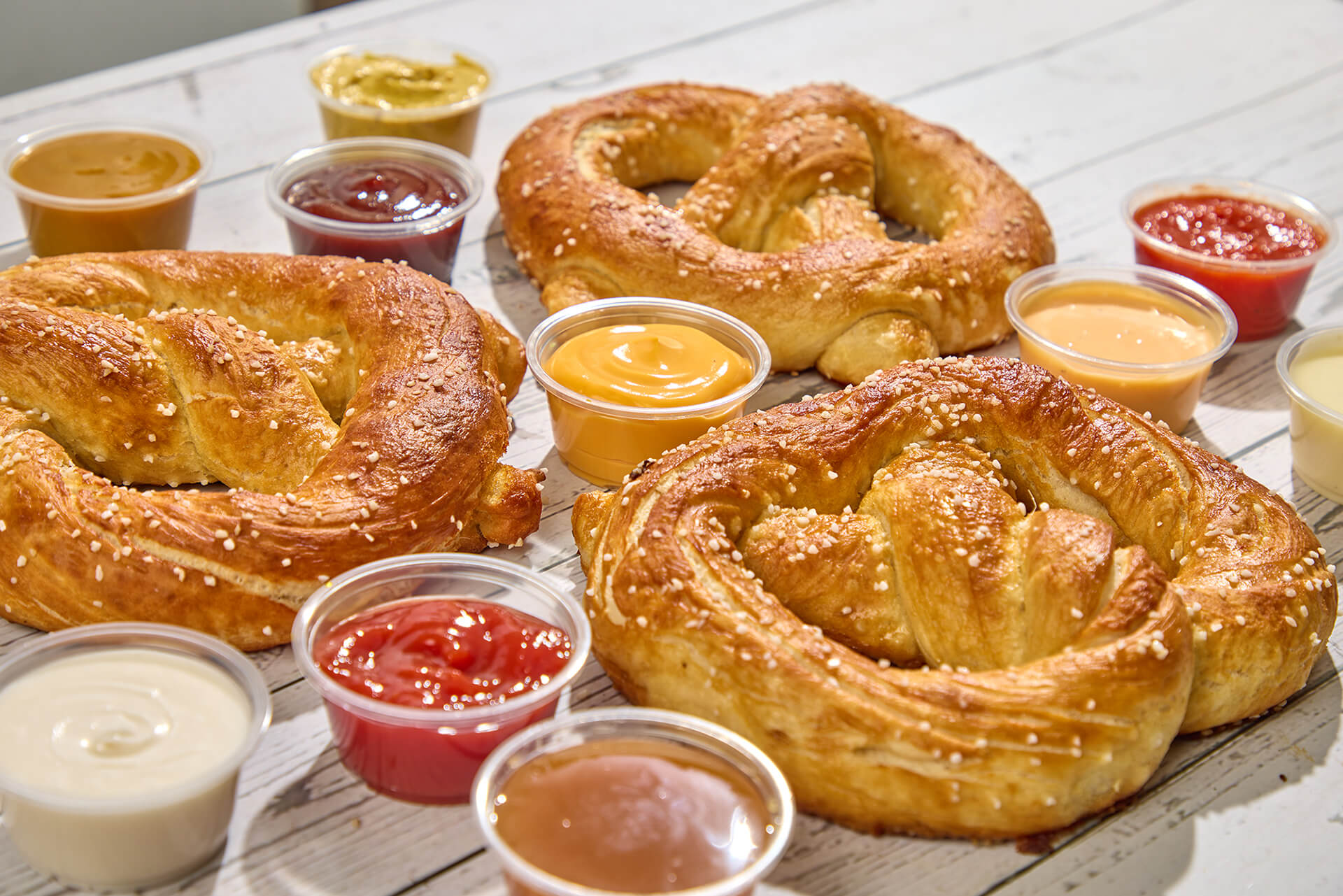 A collection of products from Ben's Soft Pretzels
