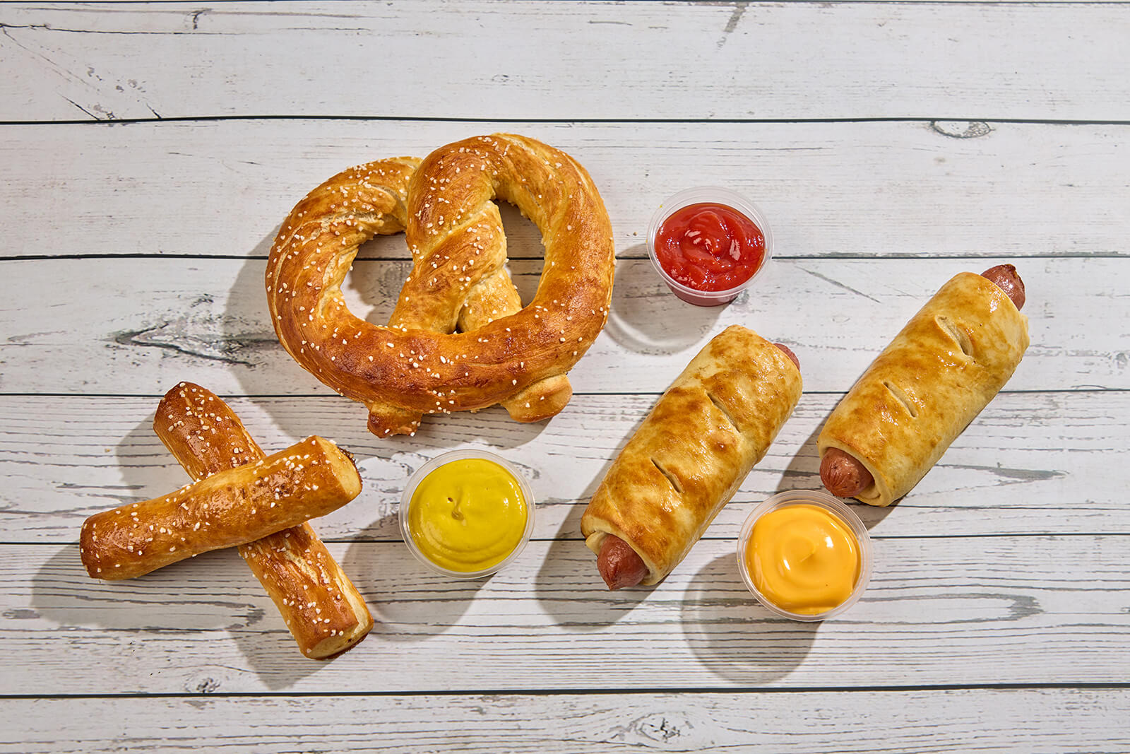 A collection of products from Ben's Soft Pretzels
